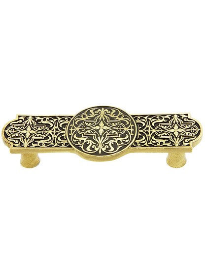 Renaissance Drawer Pull - 3 inch Center to Center in Brite Brass.